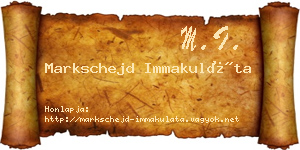 Markschejd Immakuláta névjegykártya